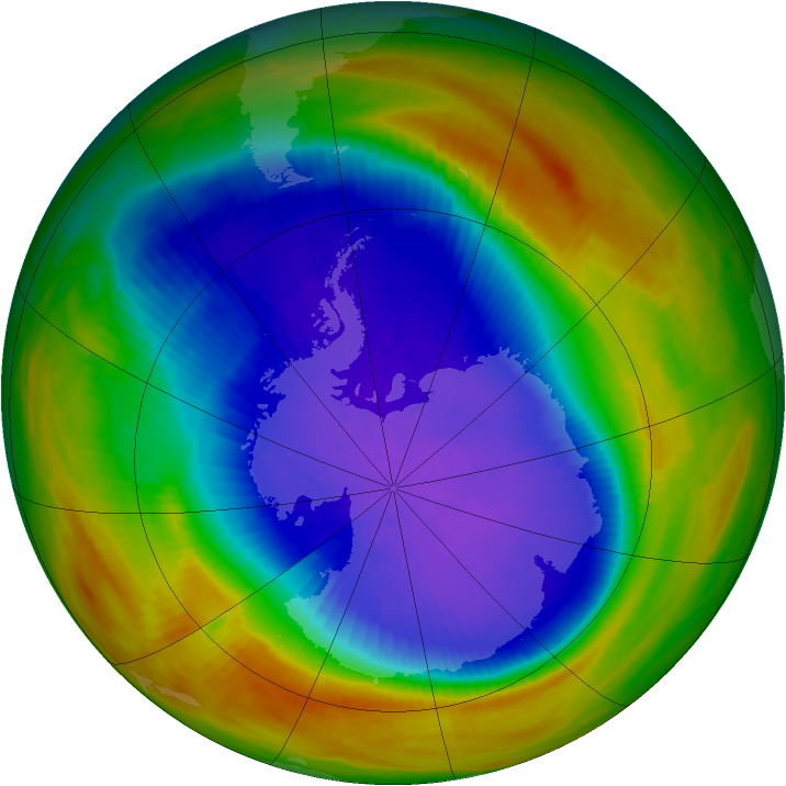 Antarctic ozone map for 04 October 1991